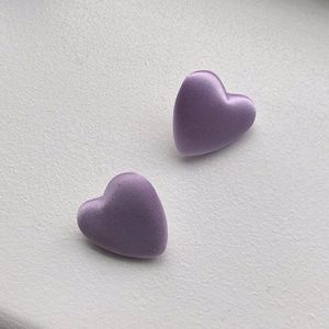 Lilac Fabric Heart Stud Earrings